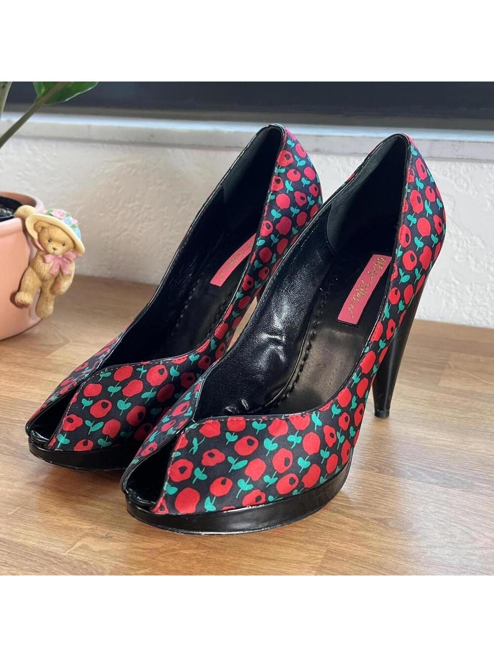 Betsey Johnson Red Floral Heels